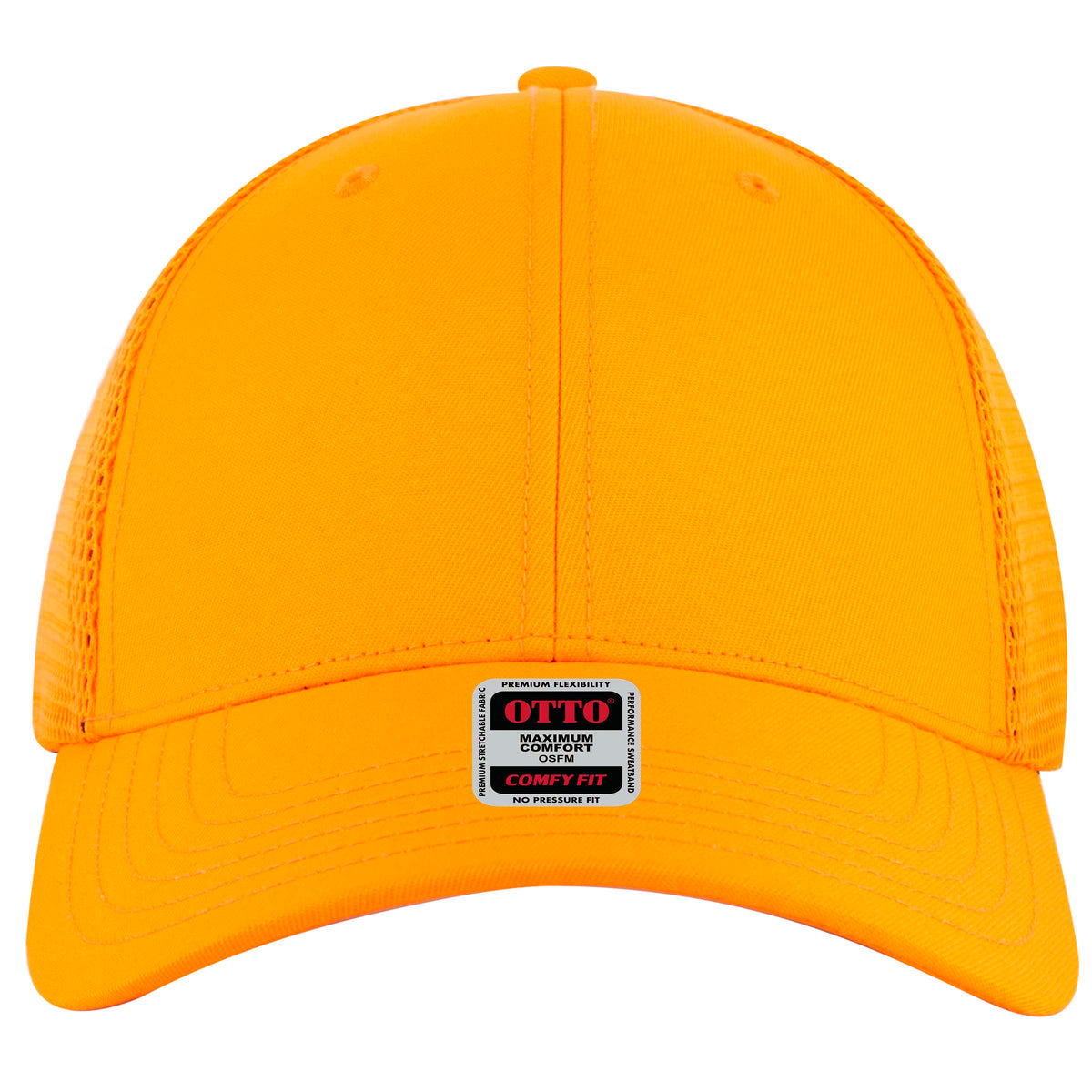 OTTO CAP "OTTO COMFY FIT" 6 Panel Low Profile Mesh Back Trucker Hat OTTO 83-2 Otto Cap 009 - N. Orange OSFM - Adult