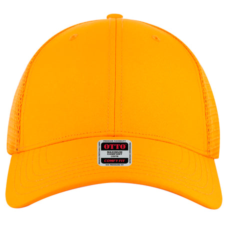 OTTO CAP "OTTO COMFY FIT" 6 Panel Low Profile Mesh Back Trucker Hat OTTO 83-2 Otto Cap 009 - N. Orange OSFM - Adult