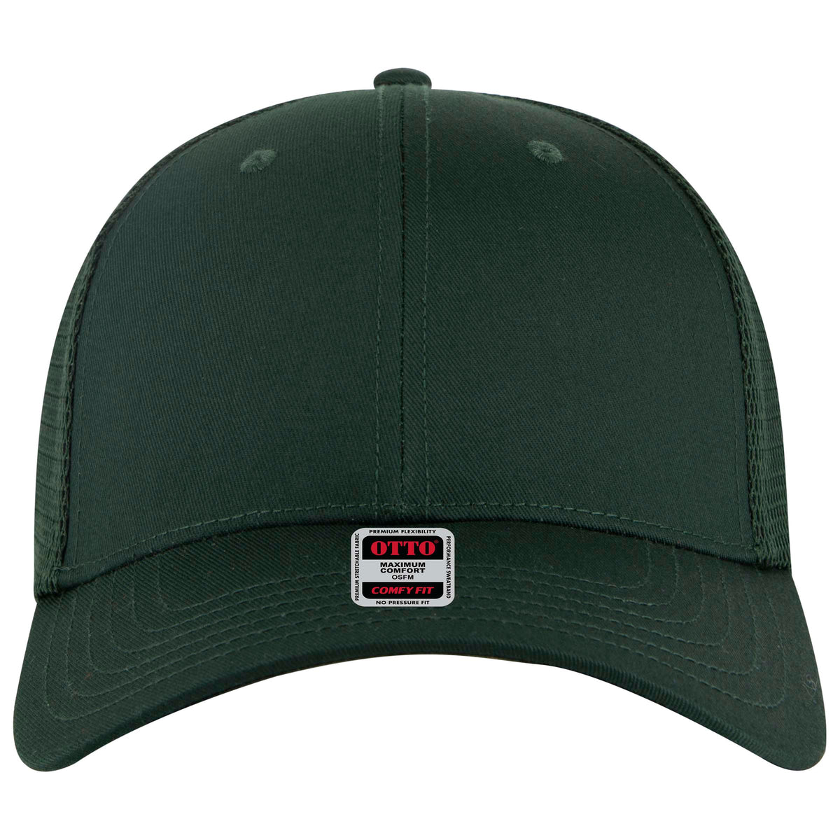 OTTO CAP "OTTO COMFY FIT" 6 Panel Low Profile Mesh Back Trucker Hat OTTO 83-2 Otto Cap 017 - Dk. Green OSFM - Adult