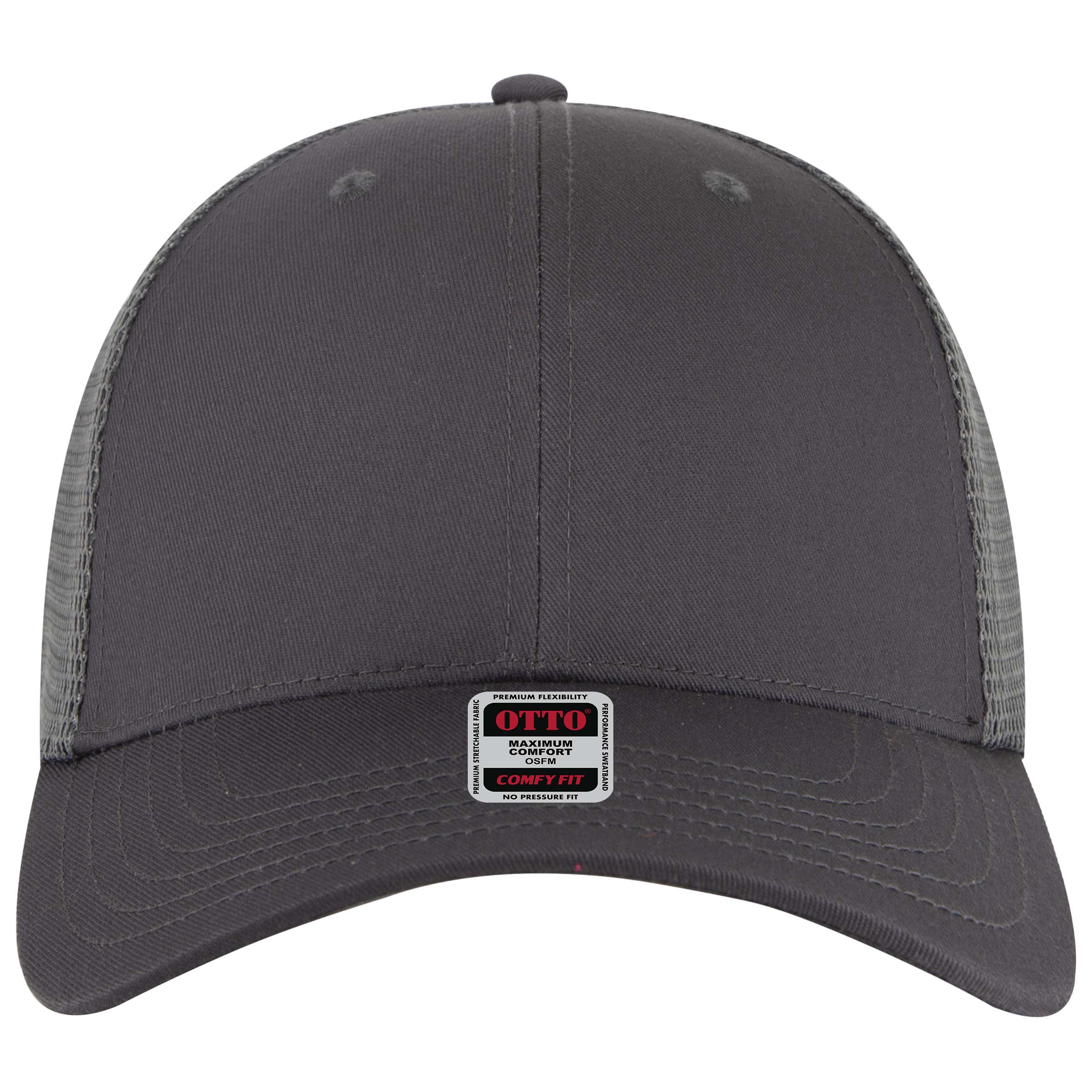 OTTO CAP "OTTO COMFY FIT" 6 Panel Low Profile Mesh Back Trucker Hat OTTO 83-2 Otto Cap 025 - Char. Gray OSFM - Adult