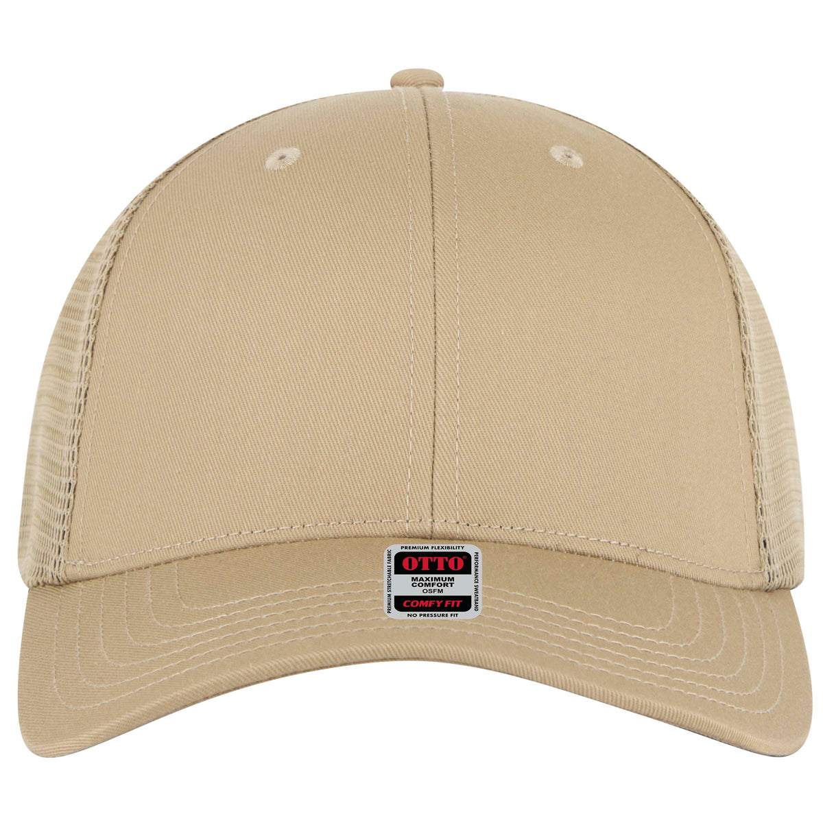 OTTO CAP "OTTO COMFY FIT" 6 Panel Low Profile Mesh Back Trucker Hat OTTO 83-2 Otto Cap 032 - Khaki OSFM - Adult