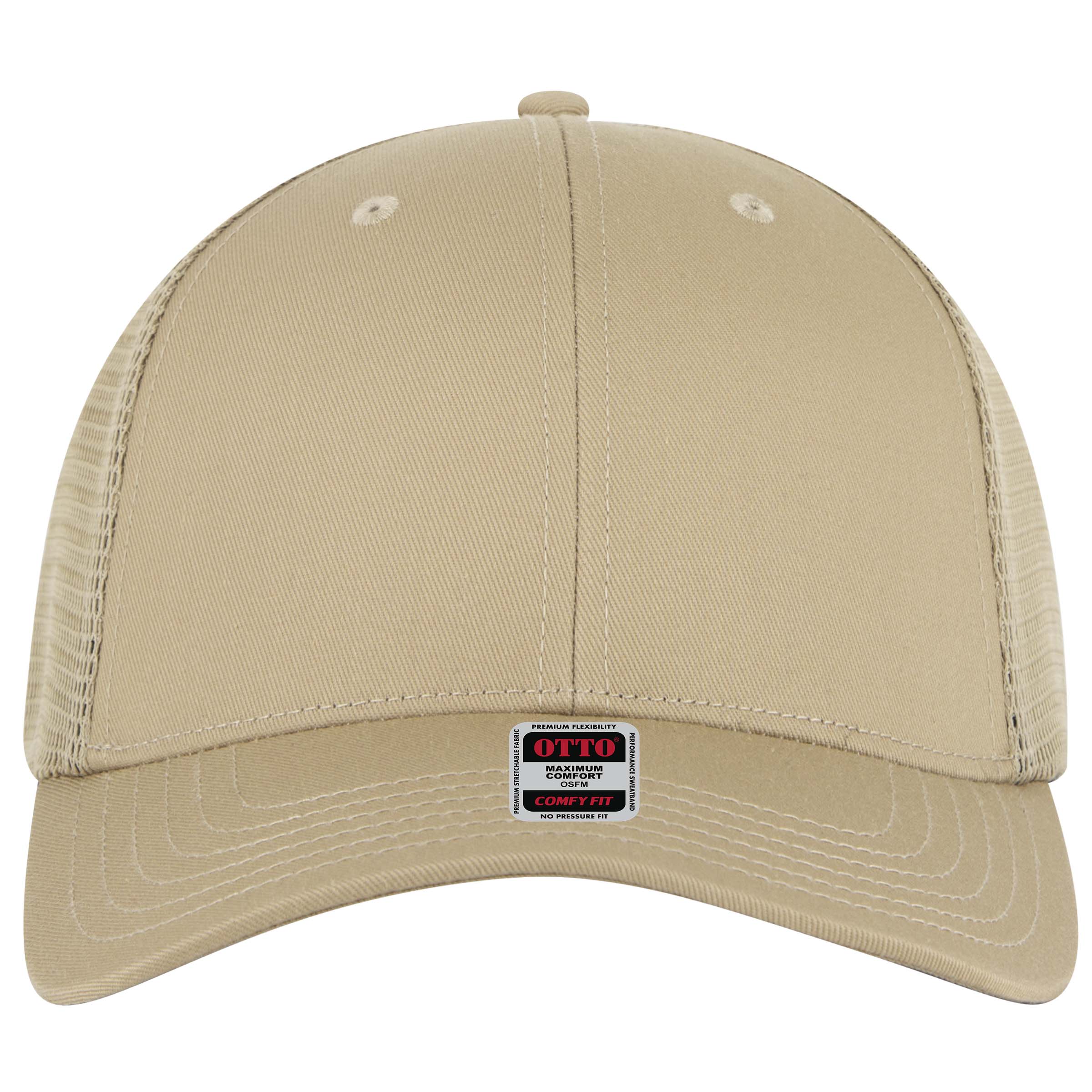 OTTO CAP "OTTO COMFY FIT" 6 Panel Low Profile Mesh Back Trucker Hat OTTO 83-2 Otto Cap 032 - Khaki OSFM - Adult