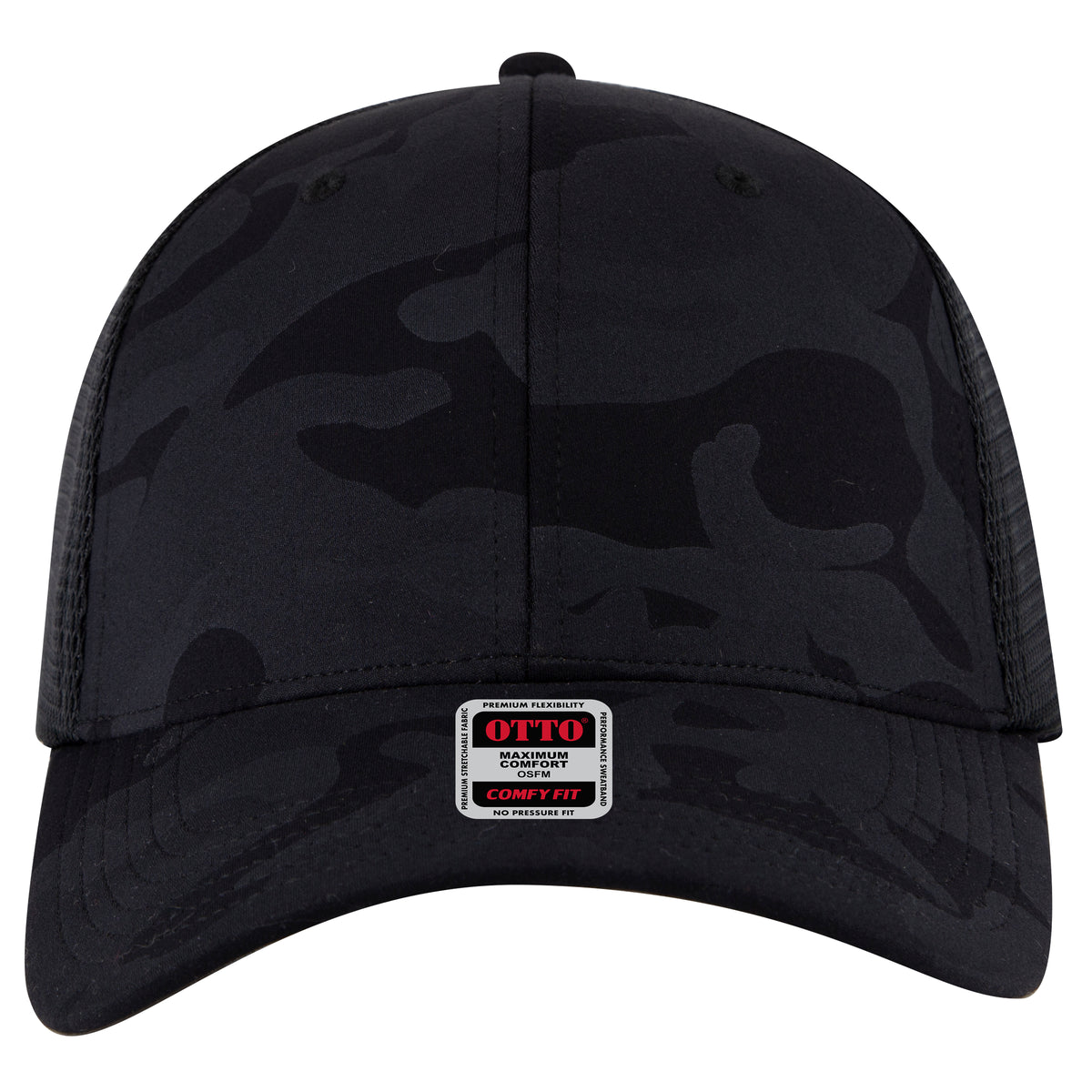 OTTO CAP "OTTO COMFY FIT" 6 Panel Low Profile Mesh Back Trucker Hat OTTO 83-2 Otto Cap 032503 - Blk/Ch.Gry/Blk OSFM - Adult