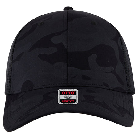 OTTO CAP "OTTO COMFY FIT" 6 Panel Low Profile Mesh Back Trucker Hat OTTO 83-2 Otto Cap 032503 - Blk/Ch.Gry/Blk OSFM - Adult