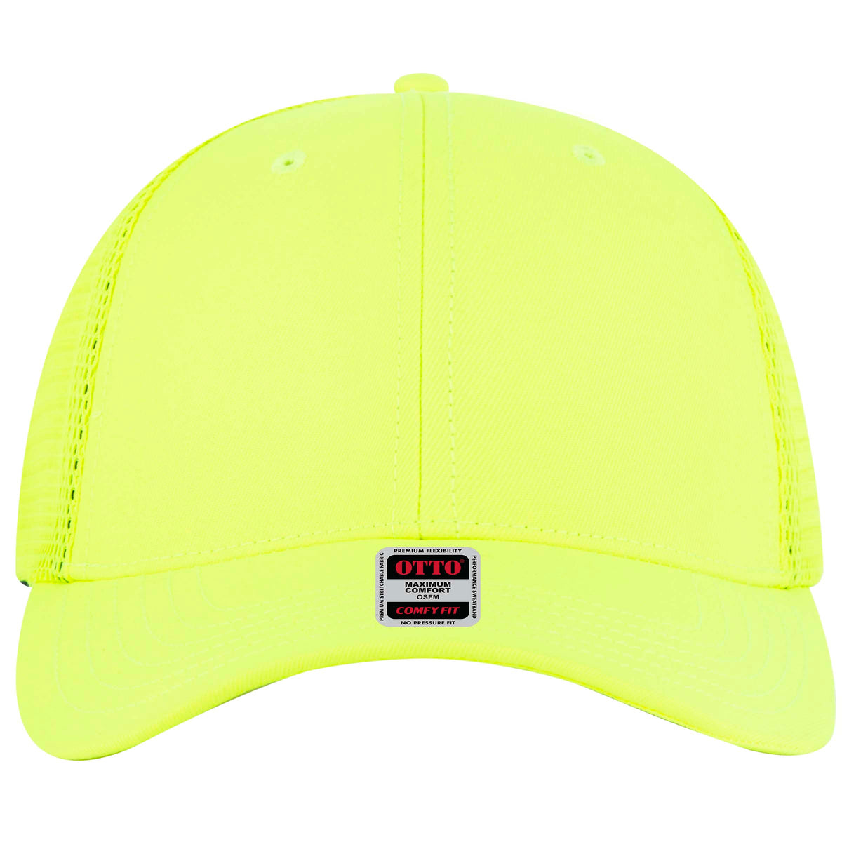 OTTO CAP "OTTO COMFY FIT" 6 Panel Low Profile Mesh Back Trucker Hat OTTO 83-2 Otto Cap 040 - N. Yellow OSFM - Adult