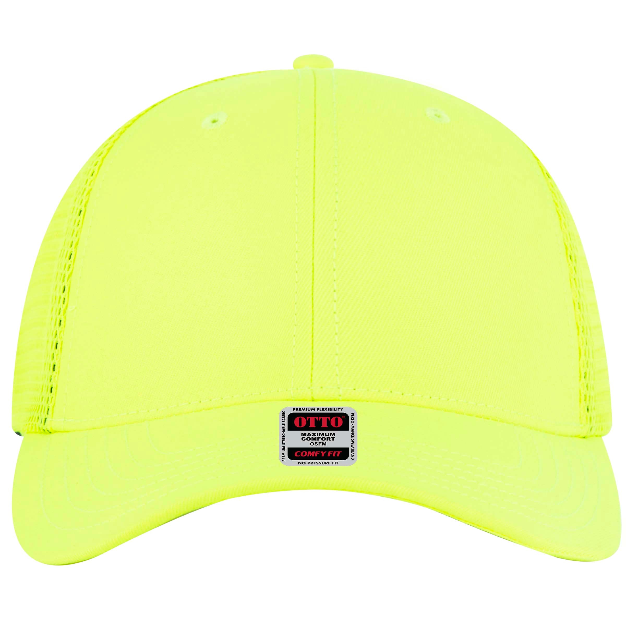 OTTO CAP "OTTO COMFY FIT" 6 Panel Low Profile Mesh Back Trucker Hat OTTO 83-2 Otto Cap 040 - N. Yellow OSFM - Adult