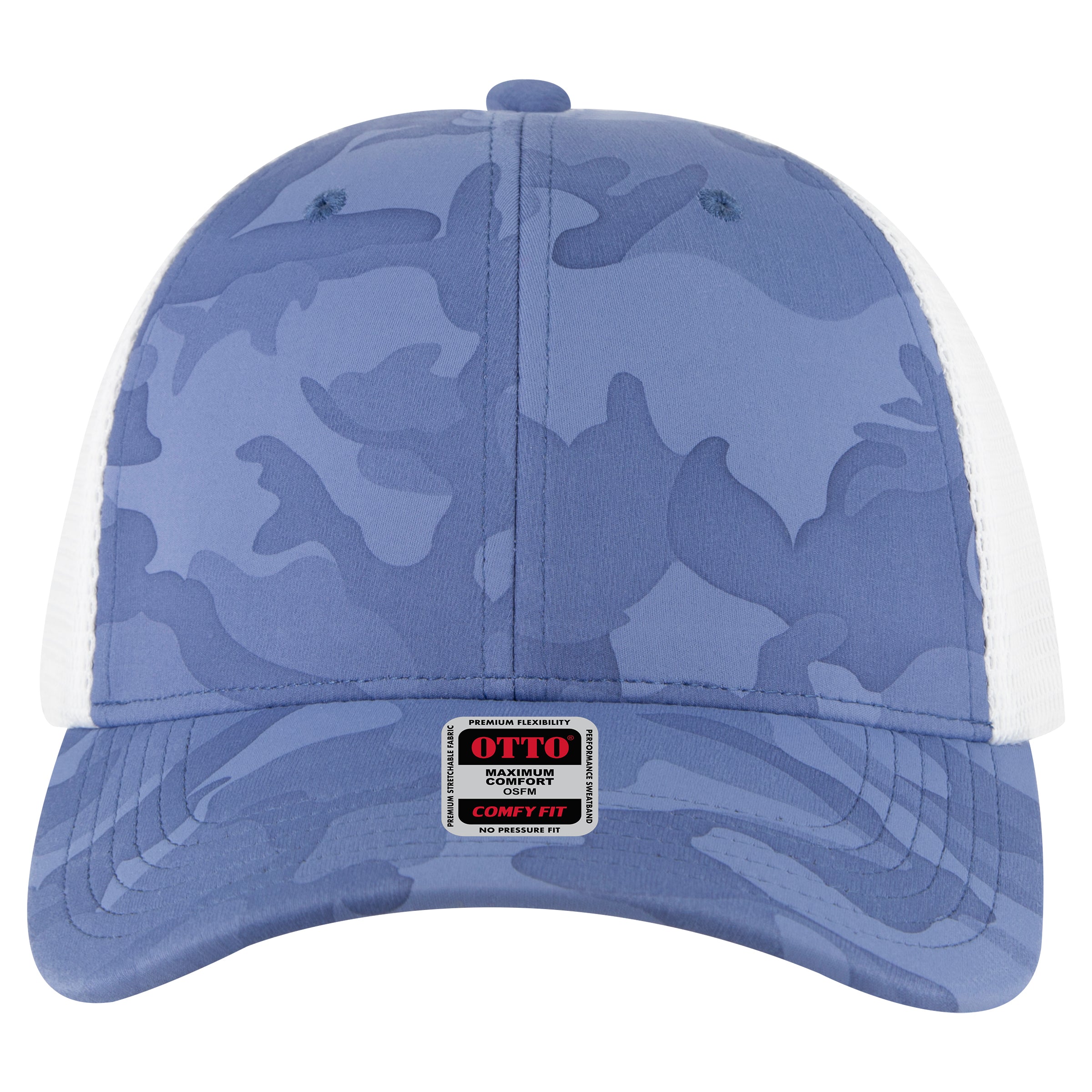 OTTO CAP "OTTO COMFY FIT" 6 Panel Low Profile Mesh Back Trucker Hat OTTO 83-2 Otto Cap 083016 - Cb.Blu/Sk.Blu/Wht OSFM - Adult