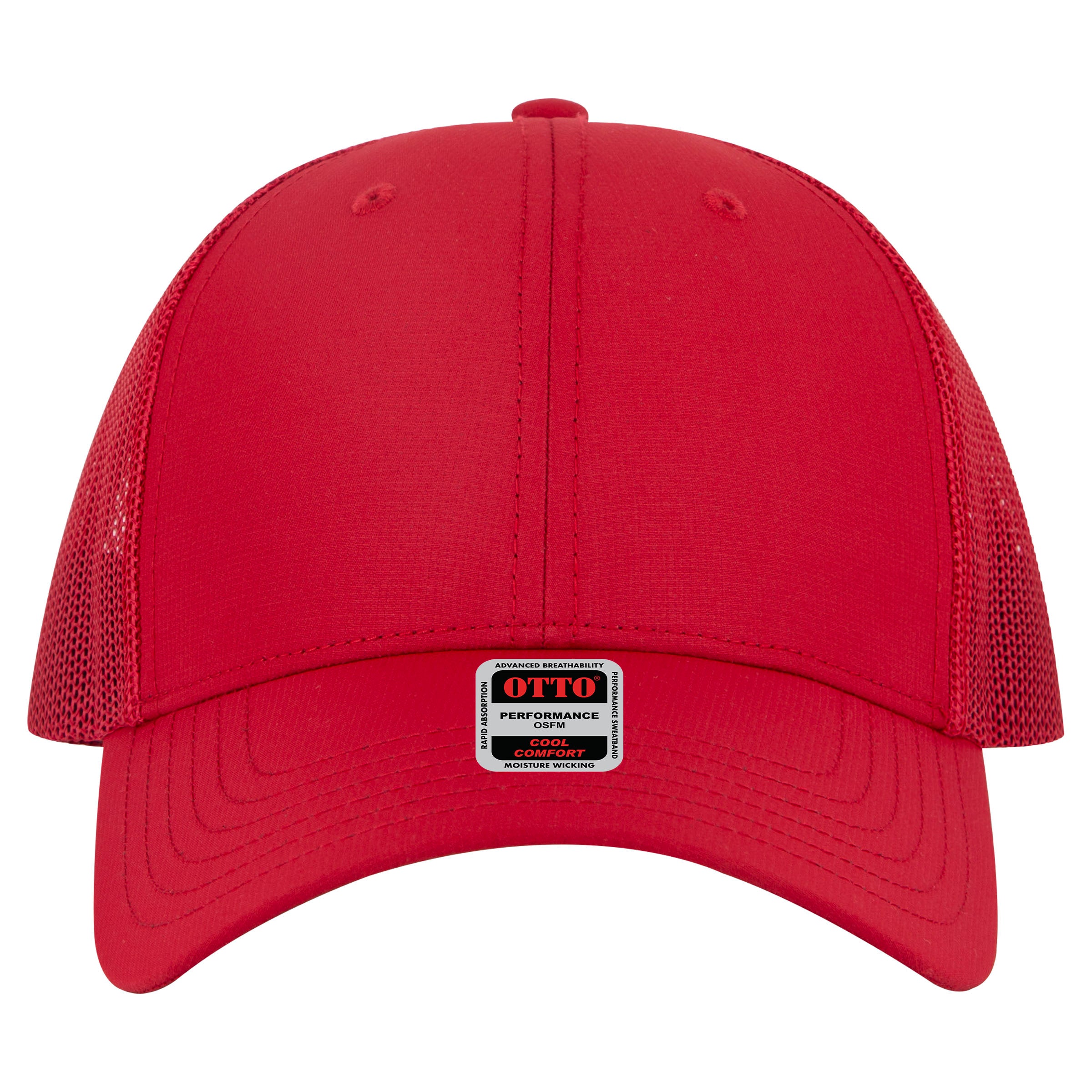 OTTO CAP 6 Panel Low Profile Mesh Back Trucker Hat OTTO 83-3 Otto Cap 002 - Red OSFM - Adult