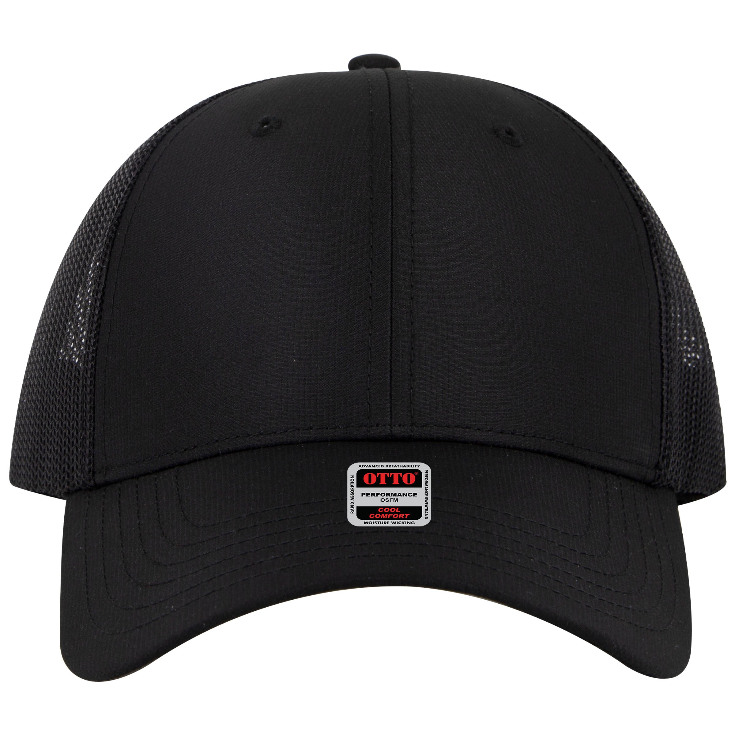 OTTO CAP 6 Panel Low Profile Mesh Back Trucker Hat OTTO 83-3 Otto Cap 003 - Black OSFM - Adult