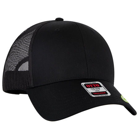 OTTO CAP 6 Panel Low Profile Mesh Back Trucker Hat OTTO 83-4 Otto Cap 003 - Black OSFM - Adult