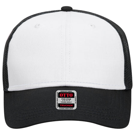 OTTO CAP 6 Panel Low Profile Mesh Back Trucker Hat OTTO 83-473 Otto Cap 031603 - Blk/Wht/Blk Young Adult