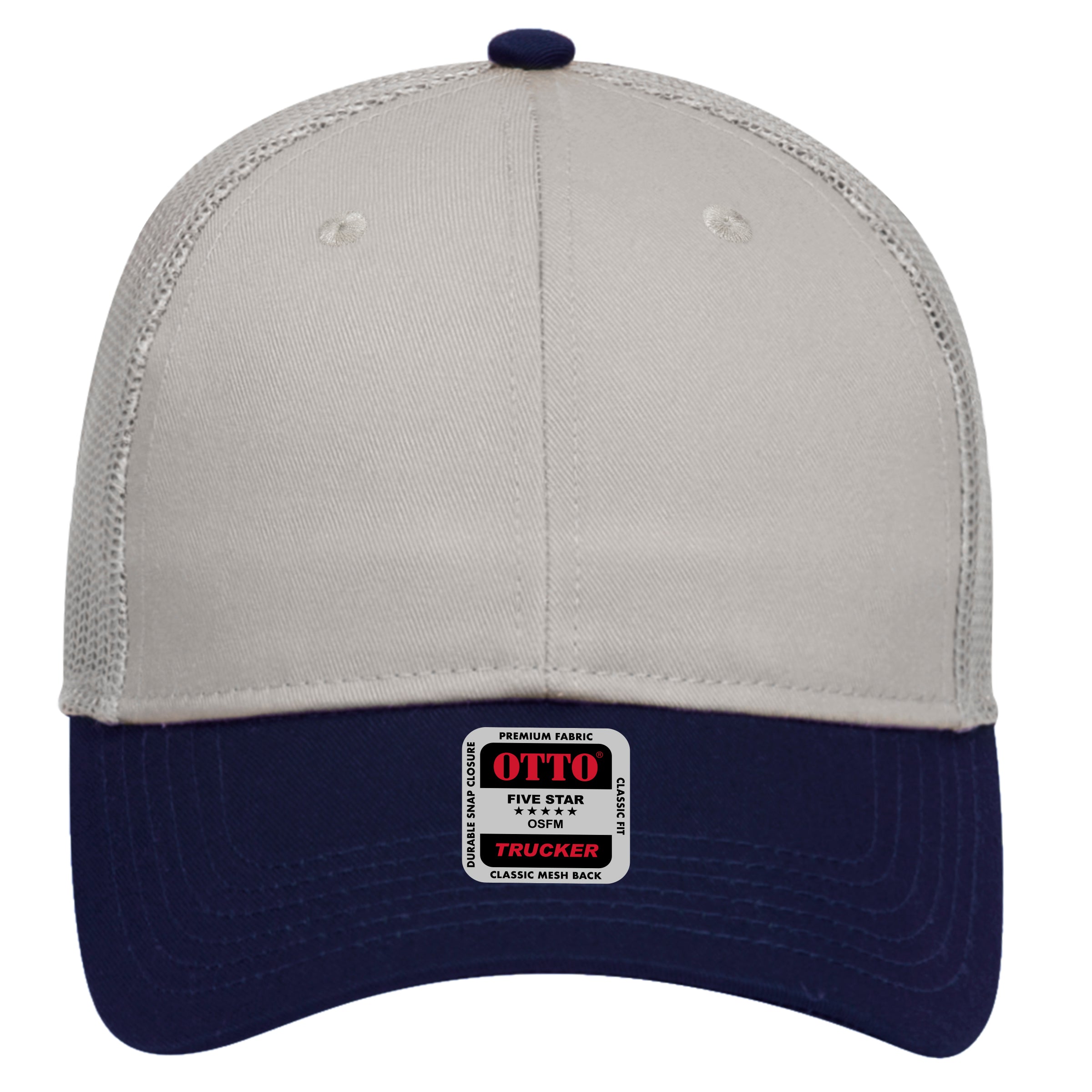 OTTO CAP 6 Panel Low Profile Mesh Back Trucker Hat OTTO 83-473 Otto Cap 0414 - Nvy/Gry OSFM - Adult