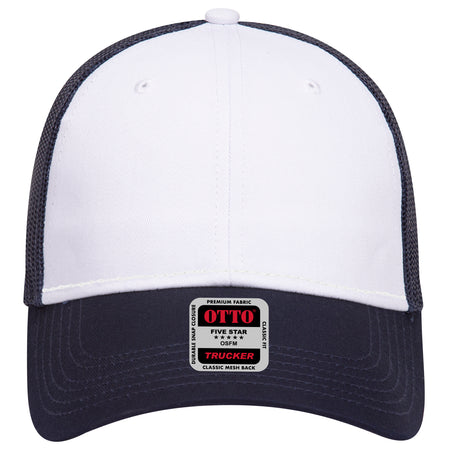 OTTO CAP 6 Panel Low Profile Mesh Back Trucker Hat OTTO 83-473 Otto Cap 041604 - Nvy/Wht/Nvy OSFM - Adult