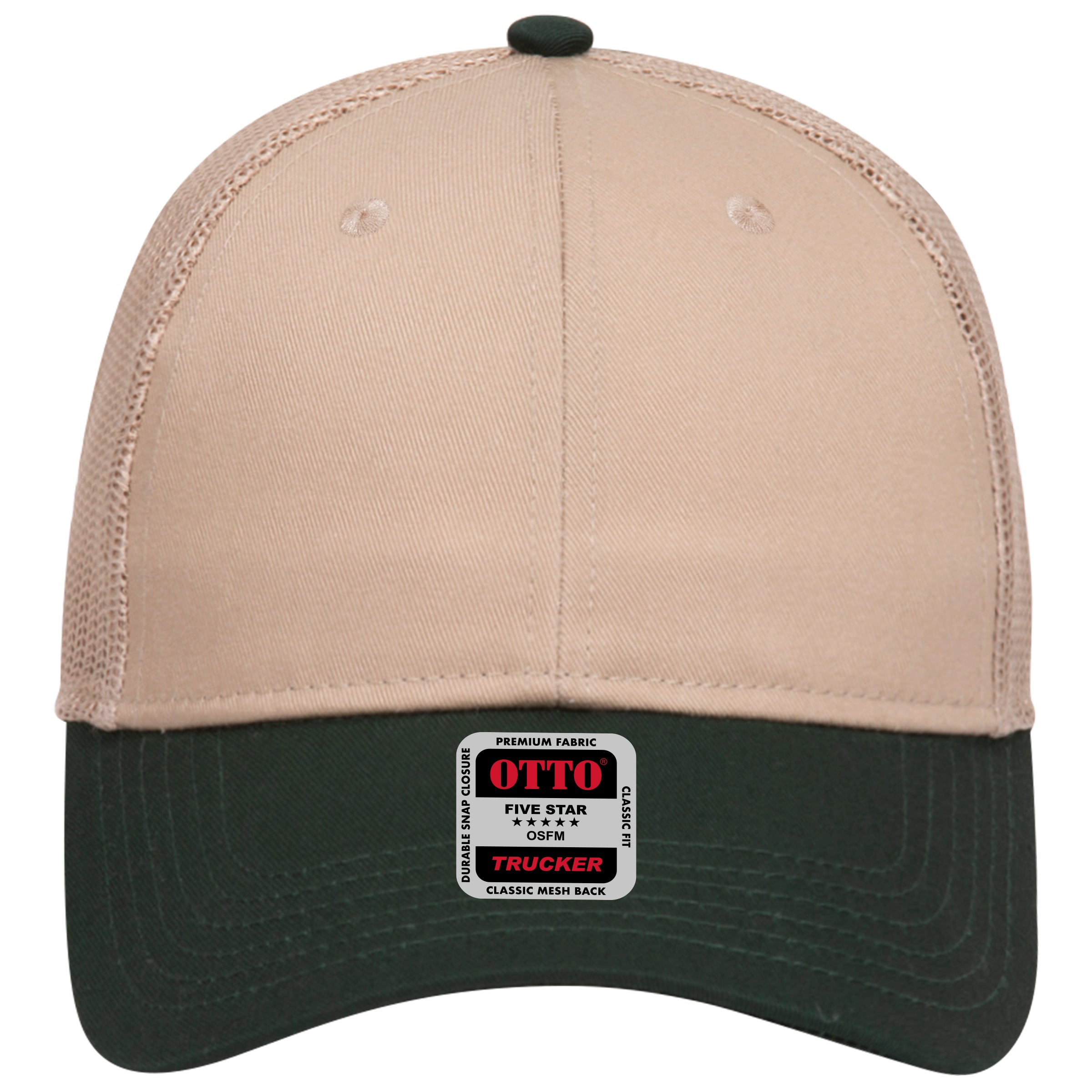 OTTO CAP 6 Panel Low Profile Mesh Back Trucker Hat OTTO 83-473 Otto Cap 1732 - Dk.Grn/Kha OSFM - Adult