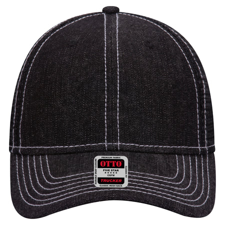 OTTO CAP 6 Panel Low Profile Mesh Back Trucker Hat OTTO 83-509 Otto Cap 003W - Blk/Wht OSFM - Adult