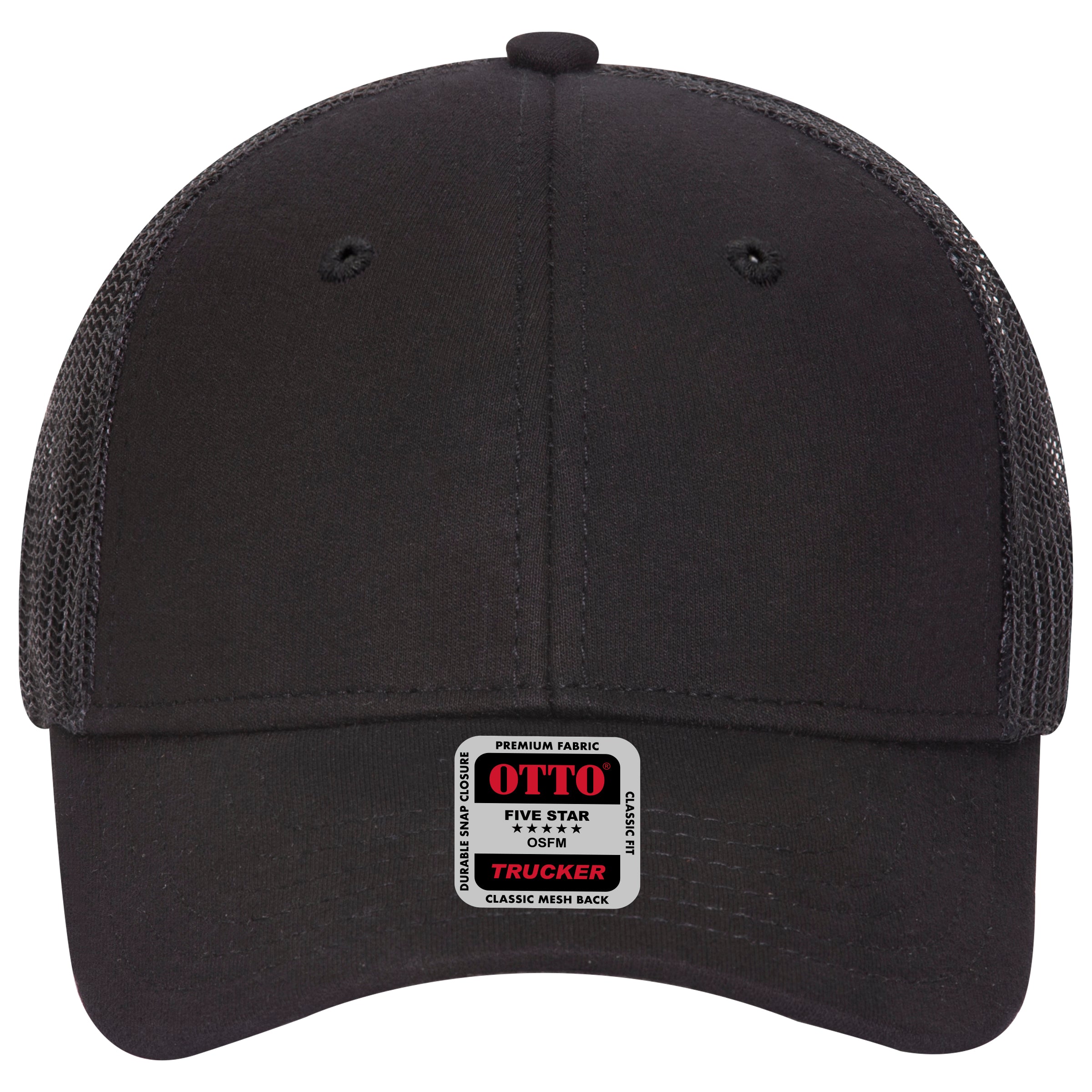 OTTO CAP 6 Panel Low Profile Mesh Back Trucker Hat OTTO 83-932 Otto Cap 003 - Black OSFM - Adult