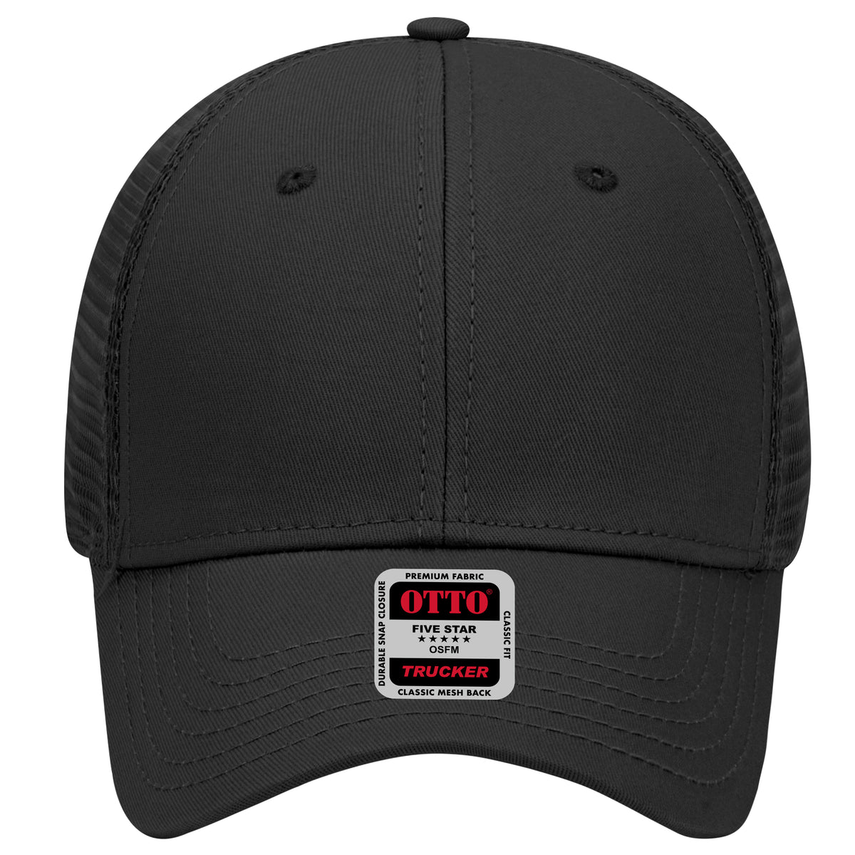 OTTO CAP 6 Panel Low Profile Mesh Back Trucker Hat OTTO 83-942 Otto Cap 003 - Black OSFM - Adult