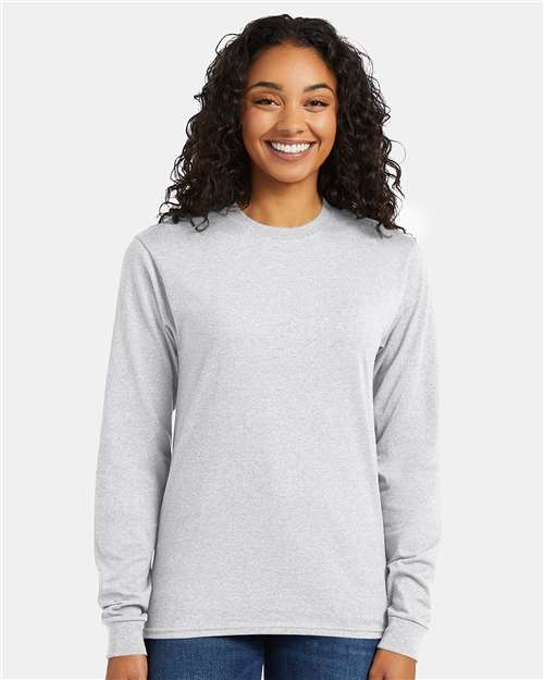 Hanes Essential-T Long Sleeve T-Shirt - Ash - Hanes 5286