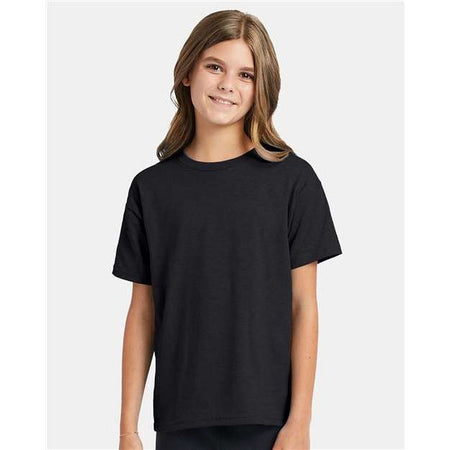 Hanes Ecosmart™ Youth T-Shirt - Charcoal Heather - Hanes 5370 Hanes Charcoal Heather XS