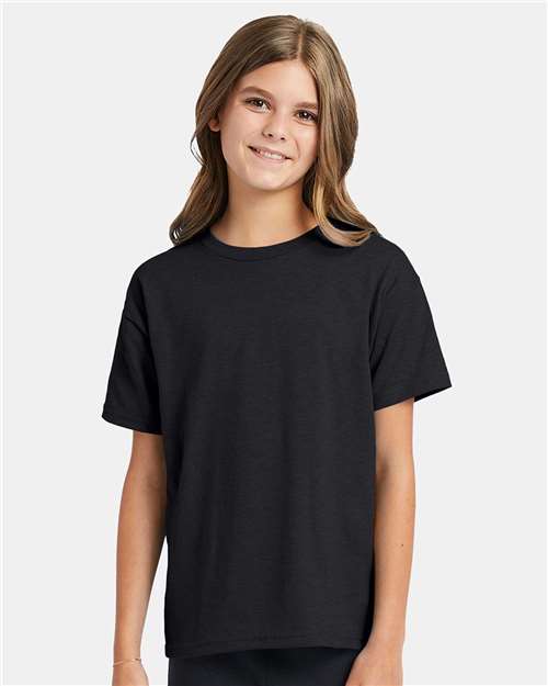 Hanes Ecosmart™ Youth T-Shirt - Charcoal Heather - Hanes 5370 Hanes