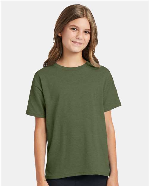 Hanes Ecosmart™ Youth T-Shirt - Heather Green - Hanes 5370 Hanes