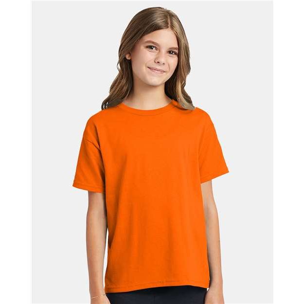 Hanes Ecosmart™ Youth T-Shirt - Safety Orange - Hanes 5370 Hanes Safety Orange XS