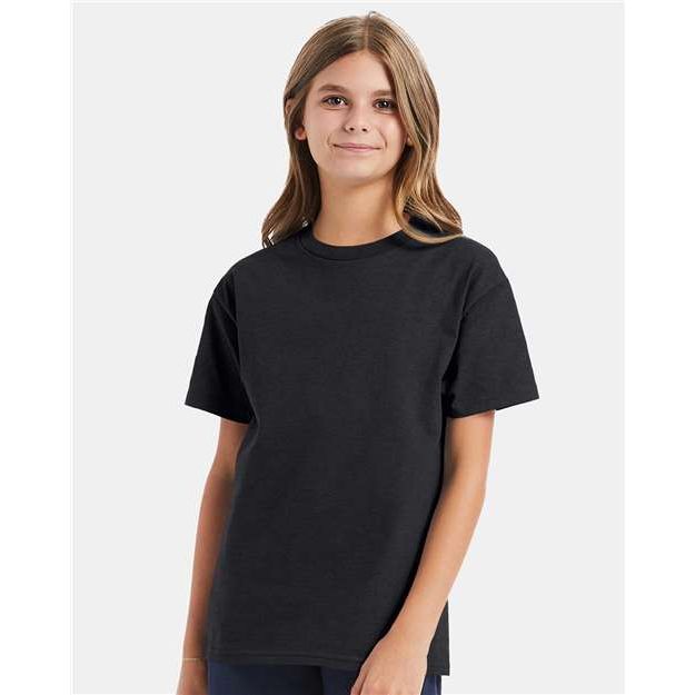 Hanes Authentic Youth T-Shirt - Charcoal Heather - Hanes 5450 Hanes Charcoal Heather XS