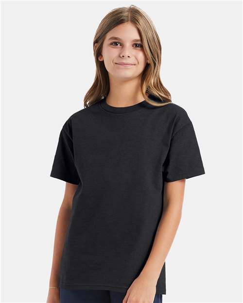 Hanes Authentic Youth T-Shirt - Charcoal Heather - Hanes 5450 Hanes Charcoal Heather XS