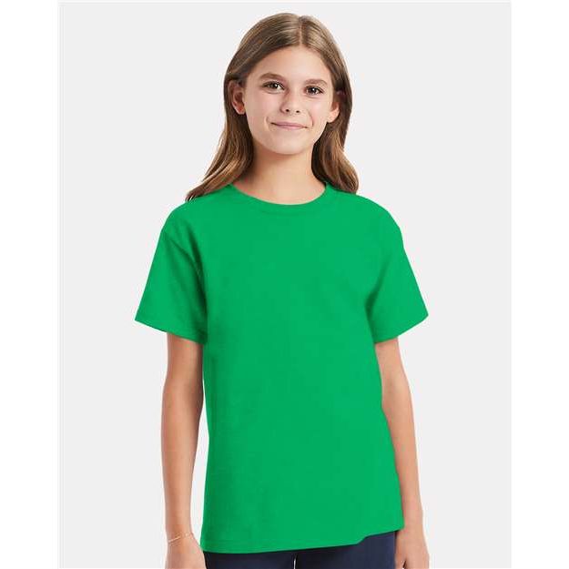 Hanes Essential-T Youth T-Shirt - Kelly Green - Hanes 5480 Hanes Kelly Green XS