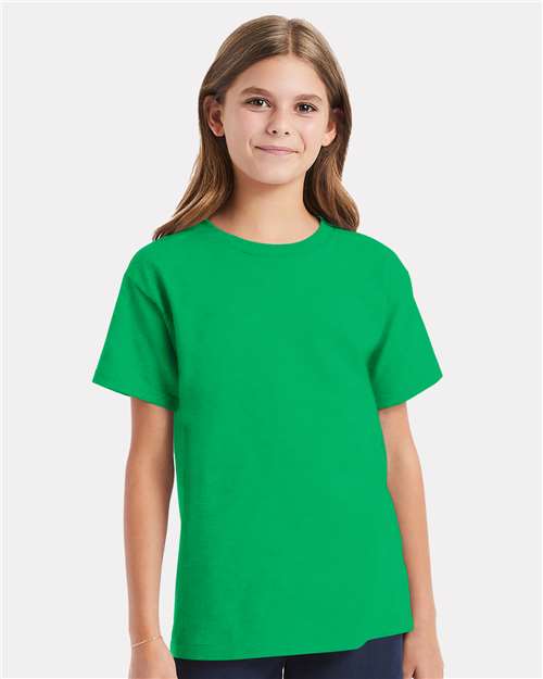 Hanes Essential-T Youth T-Shirt - Kelly Green - Hanes 5480 Hanes Kelly Green XS