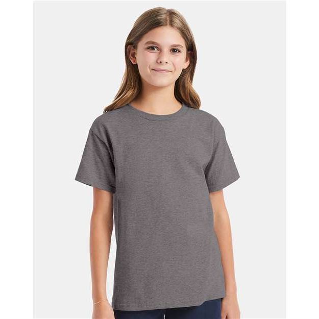 Hanes Essential-T Youth T-Shirt - Oxford Grey - Hanes 5480 Hanes Oxford Grey XS