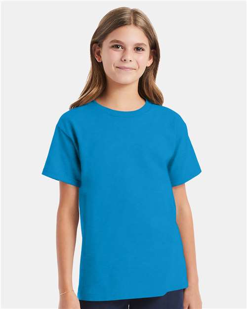 Hanes Essential-T Youth T-Shirt - Teal - Hanes 5480 Hanes