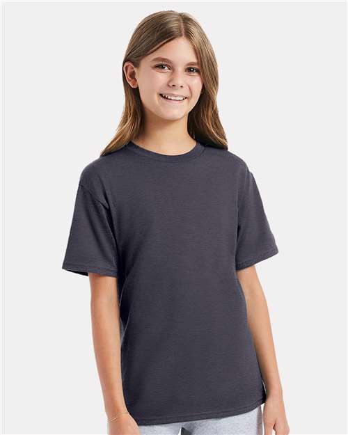 Hanes Perfect-T Youth T-Shirt - Hanes 498Y Hanes Charcoal Heather XS