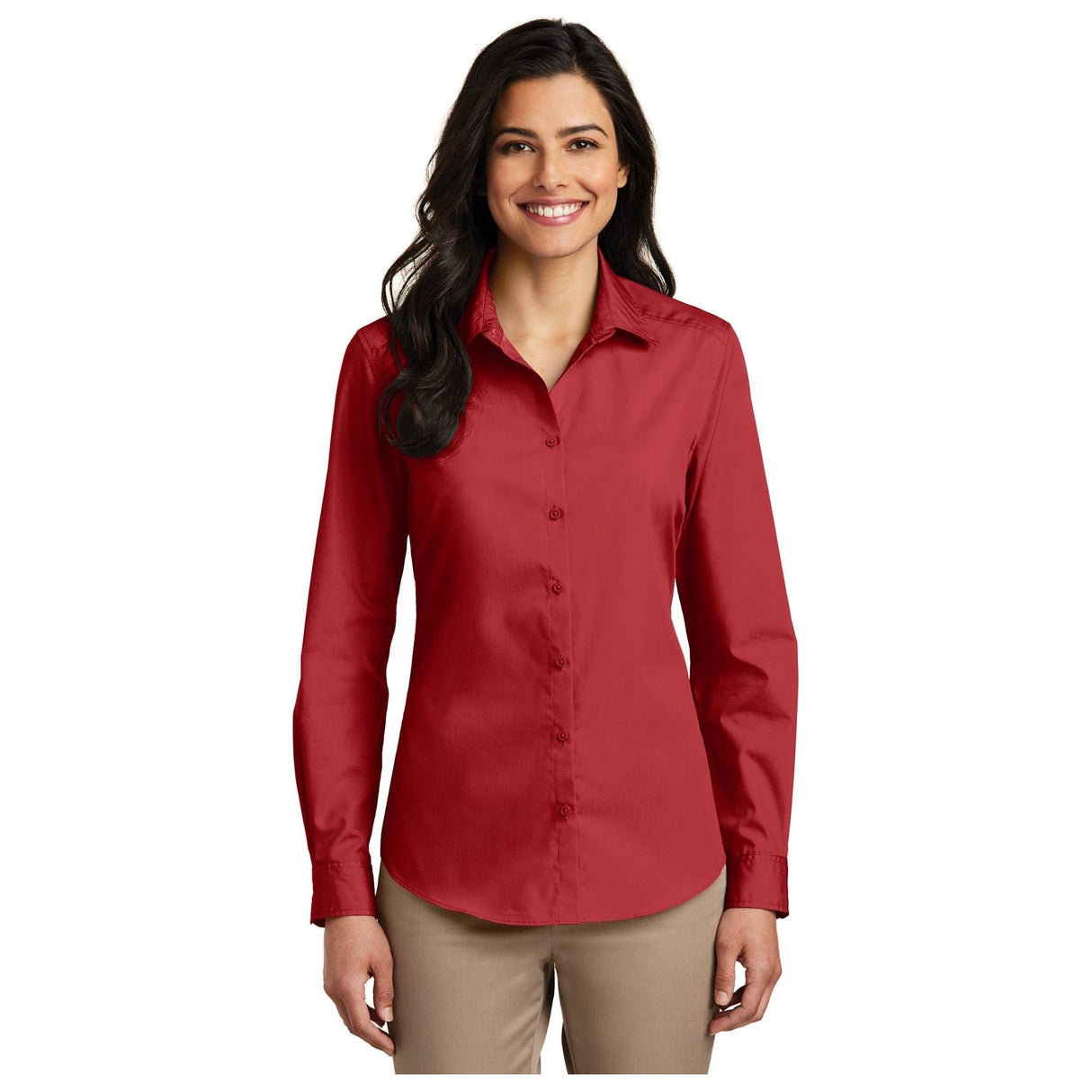Joe' USA Ladies Long Sleeve Carefree Poplin Shirt Women's My Store XS Red