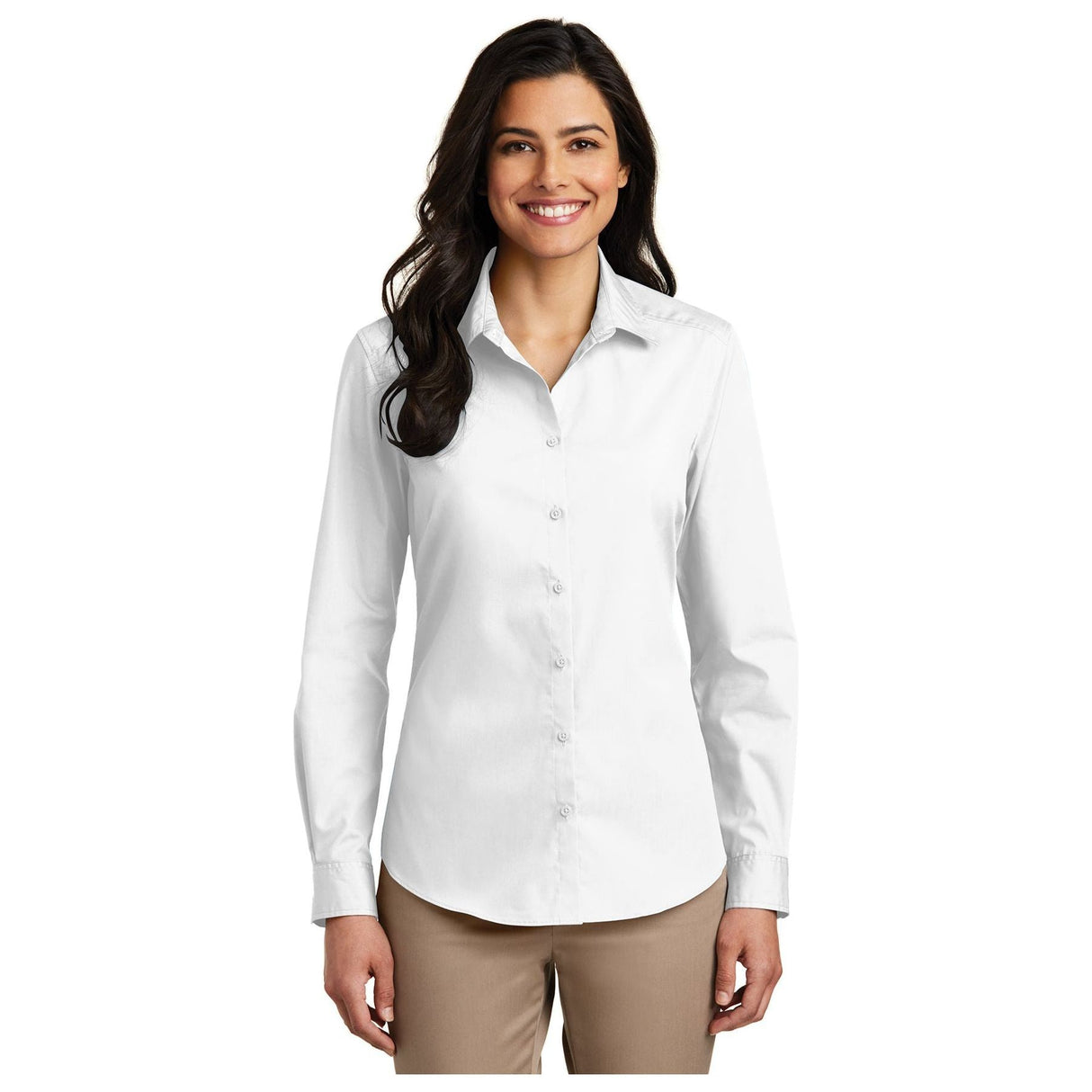 Joe' USA Ladies Long Sleeve Carefree Poplin Shirt Women's My Store XS White