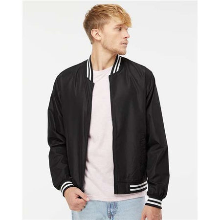 Independent Trading Co. Lightweight Bomber Jacket - Independent Trading Co. EXP52BMR Independent Trading Co. Black/ White Stripe XS