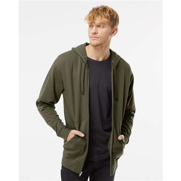 Independent Trading Co. Midweight Full-Zip Hooded Sweatshirt - Army - Independent Trading Co. SS4500Z Independent Trading Co. Army XS