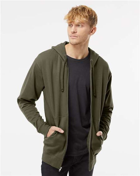 Independent Trading Co. Midweight Full-Zip Hooded Sweatshirt - Army - Independent Trading Co. SS4500Z Independent Trading Co.