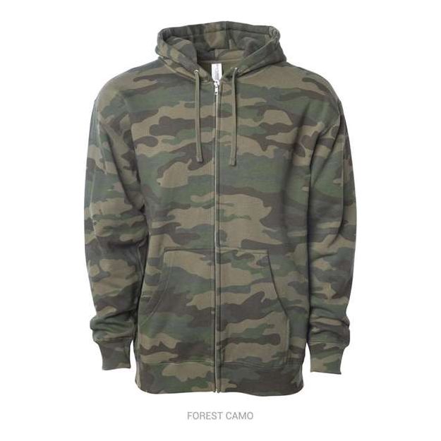 Independent Trading Co. Midweight Full-Zip Hooded Sweatshirt - Forest Camo - Independent Trading Co. SS4500Z Independent Trading Co. Forest Camo XS