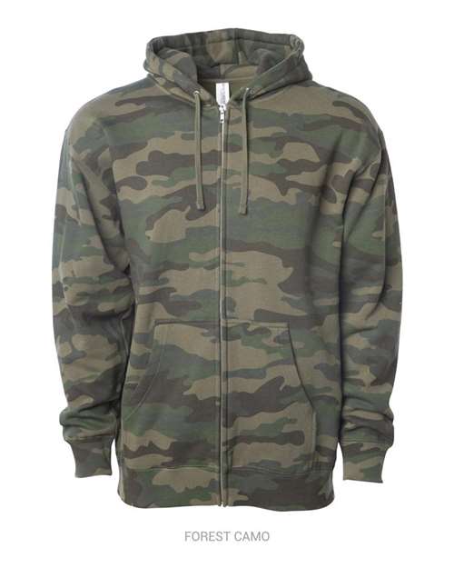 Independent Trading Co. Midweight Full-Zip Hooded Sweatshirt - Forest Camo - Independent Trading Co. SS4500Z Independent Trading Co.