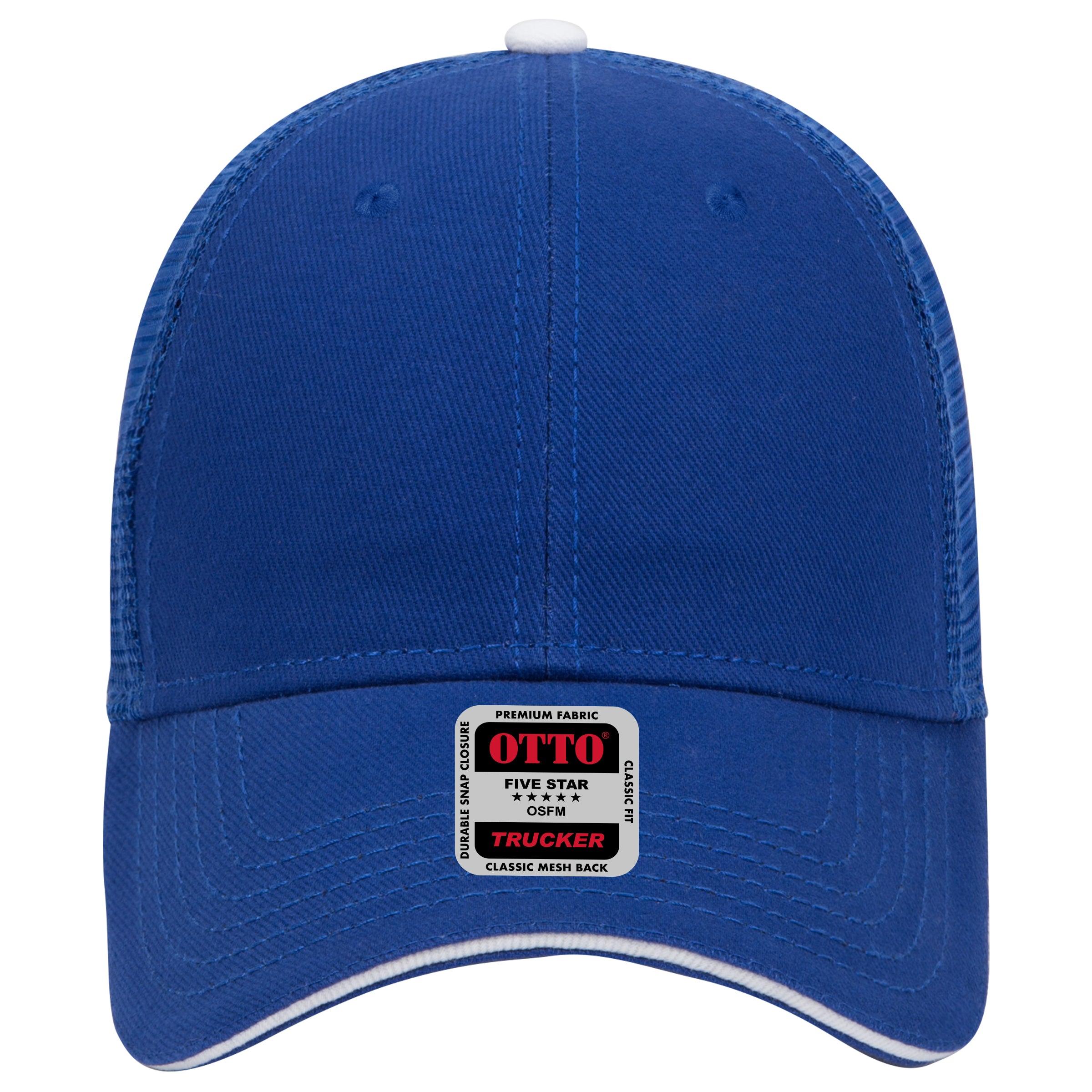 OTTO CAP 6 Panel Low Profile Mesh Back Trucker Hat OTTO 84-482 Otto Cap 010116 - Ryl/Ryl/Wht OSFM - Adult