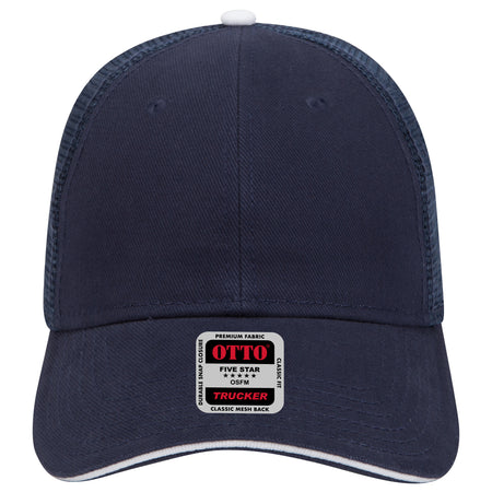 OTTO CAP 6 Panel Low Profile Mesh Back Trucker Hat OTTO 84-482 Otto Cap 040416 - Nvy/Nvy/Wht OSFM - Adult