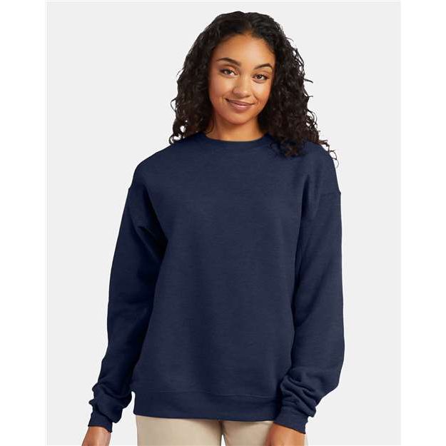 Hanes Ecosmart® Crewneck Sweatshirt - Heather Navy - Hanes P160 Hanes