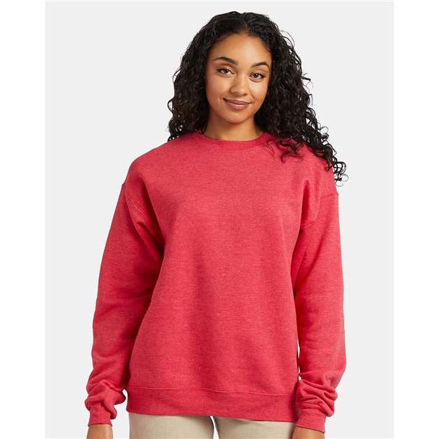 Hanes Ecosmart® Crewneck Sweatshirt - Heather Red - Hanes P160 Hanes