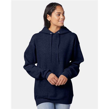 Hanes Ecosmart® Hooded Sweatshirt - Heather Navy - Hanes P170 Hanes