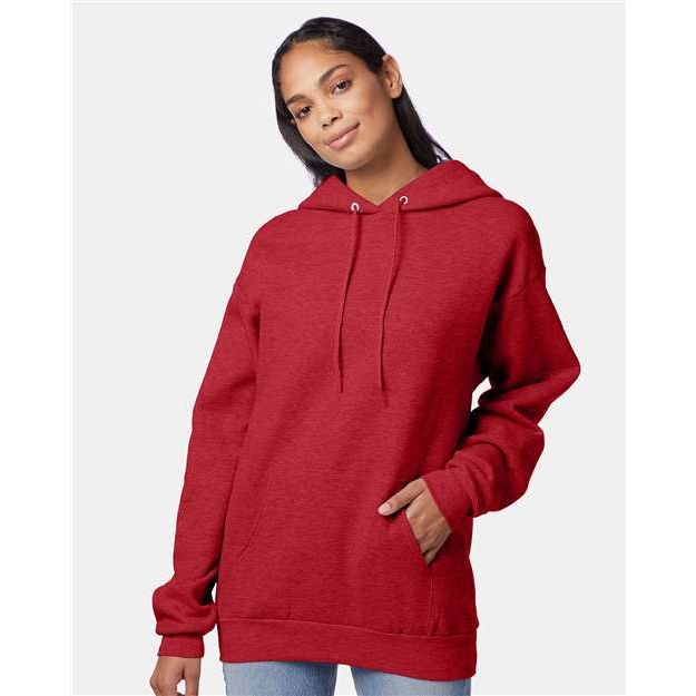 Hanes Ecosmart® Hooded Sweatshirt - Heather Red - Hanes P170 Hanes Heather Red S