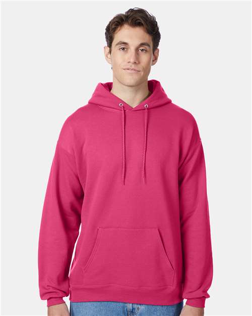 Hanes Ecosmart® Hooded Sweatshirt - Wow Pink - Hanes P170 Hanes Wow Pink S