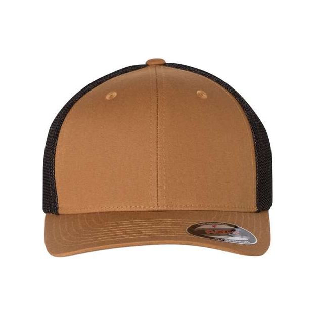 Flexfit Trucker Cap - Flexfit 6511 Flexfit Caramel/ Black One Size