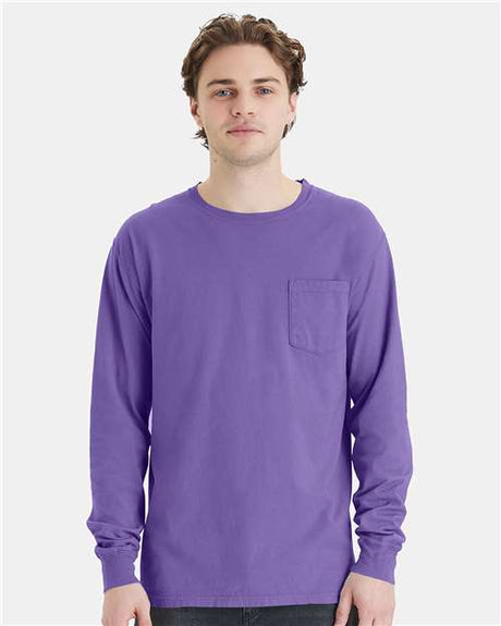 ComfortWash by Hanes Unisex Garment-Dyed Long Sleeve T-Shirt With a Pocket - ComfortWash by Hanes GDH250
