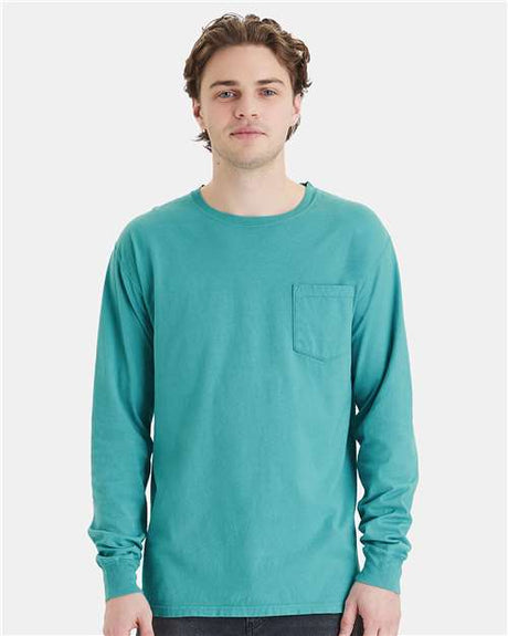 ComfortWash by Hanes Unisex Garment-Dyed Long Sleeve T-Shirt With a Pocket - ComfortWash by Hanes GDH250